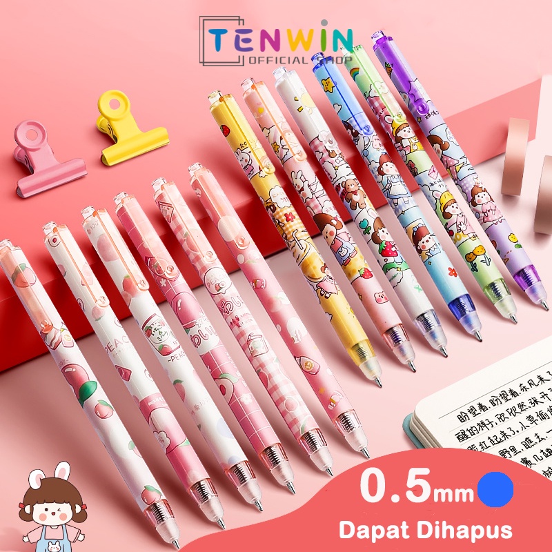 

0.5 mm gelpen Biru Pulpen Hapus Erasable Pen Bolpen Hapus Motif Karakter Pen Hapus-Tenwin