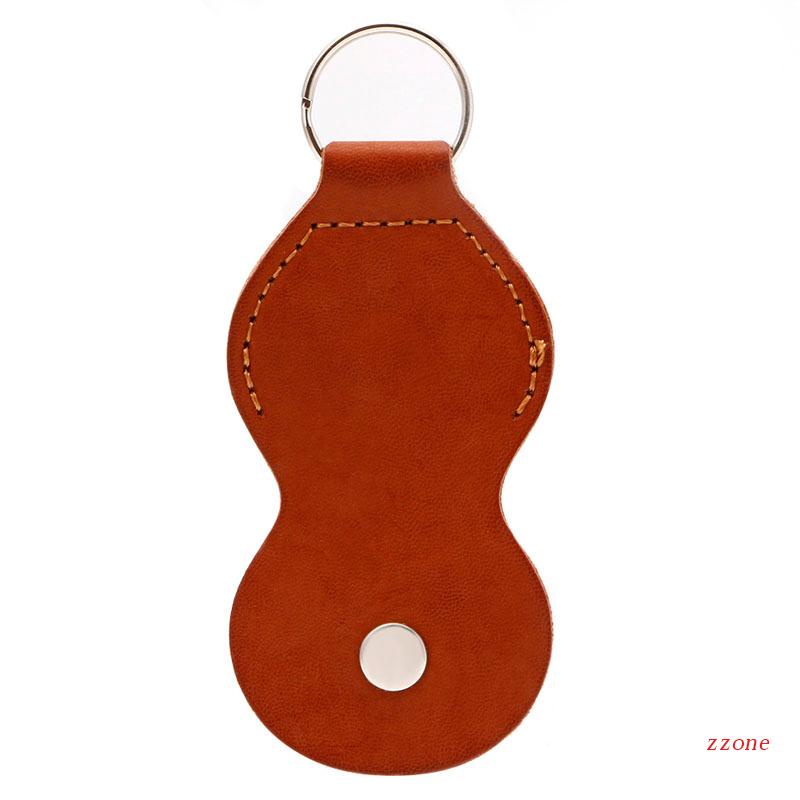 Zzz 1Pc Brown Faux Leather Guitar Picks Bag Holder Wadah Organizer Gantungan Kunci