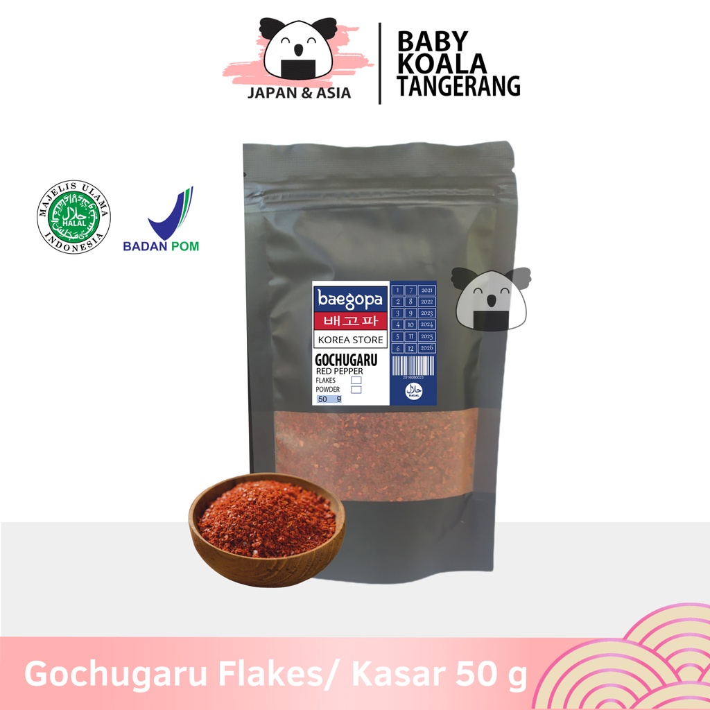 

GOCHUGARU Cabai Korea Kasar Kimchi 50 g │ Cabe Bubuk Kering Chili Flakes.