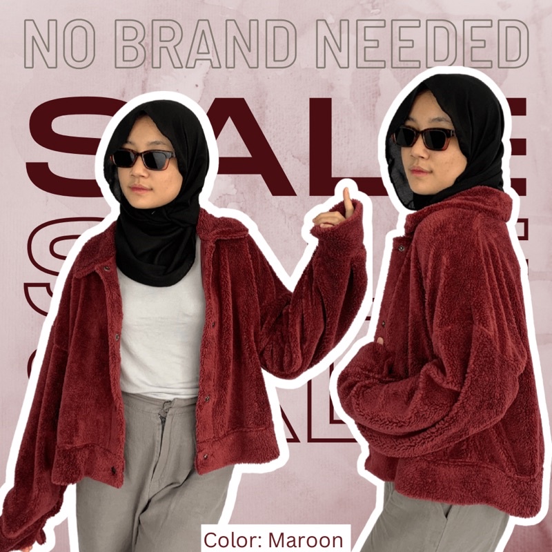 Jaket Crop Furry Faux Fur / Jaket Bulu Wanita