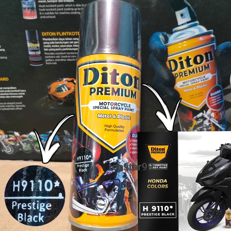 Pilok Cat Diton Premium Black Pristige  H9110 9110 Hitam Pristige 400cc Pilox Cat Semprot Special Spray Paint