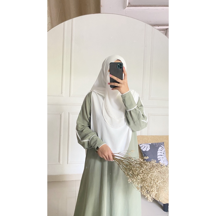 Abaya Jenna List Putih Bahan Yoryu Cardenza(Abaya saja)