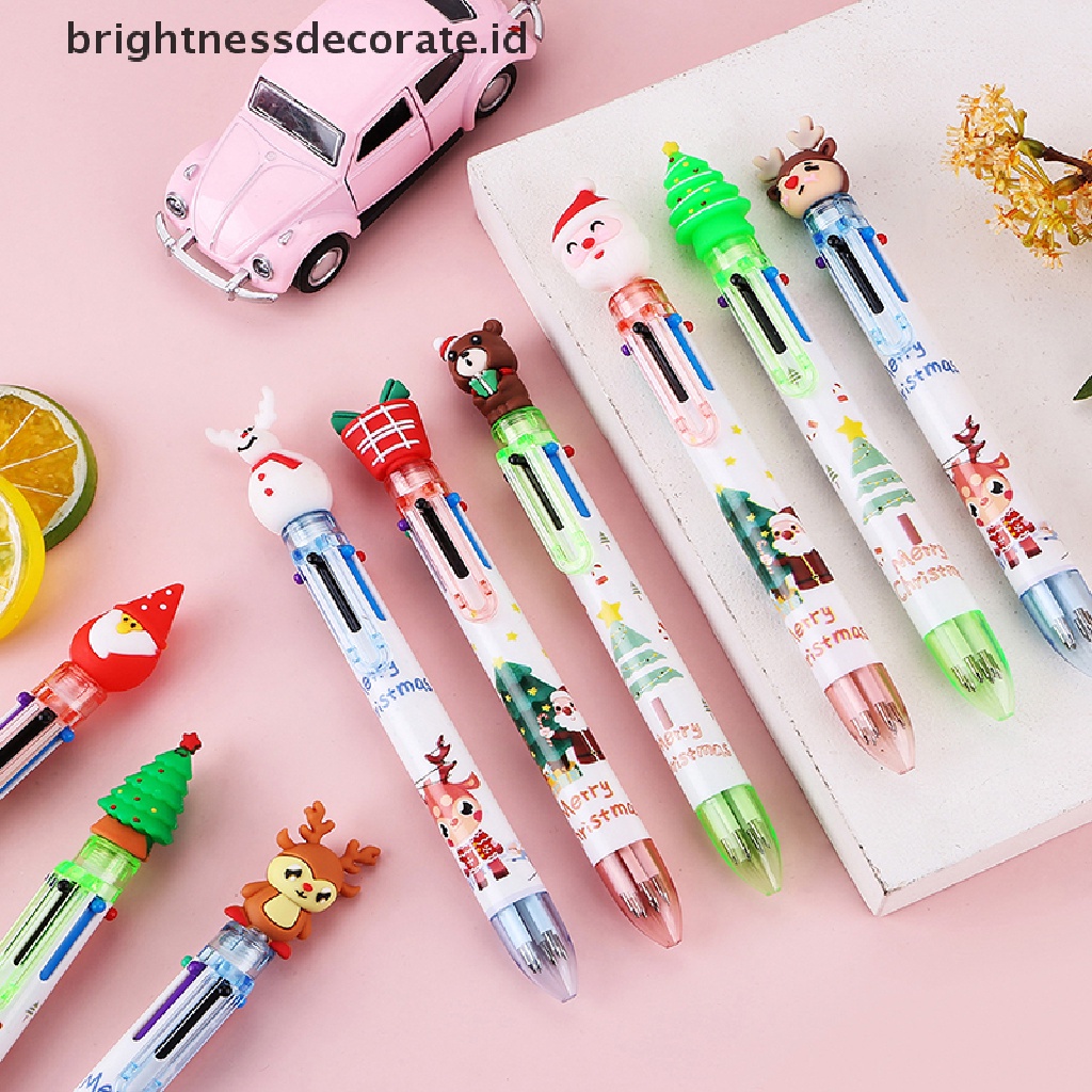 [Birth] 6warna Pena Ballpoint Natal Lucu Kartun Ball Pen Kantor Sekolah Wrig Perlengkapan Novelty Pen Hadiah Alat Tulis [ID]