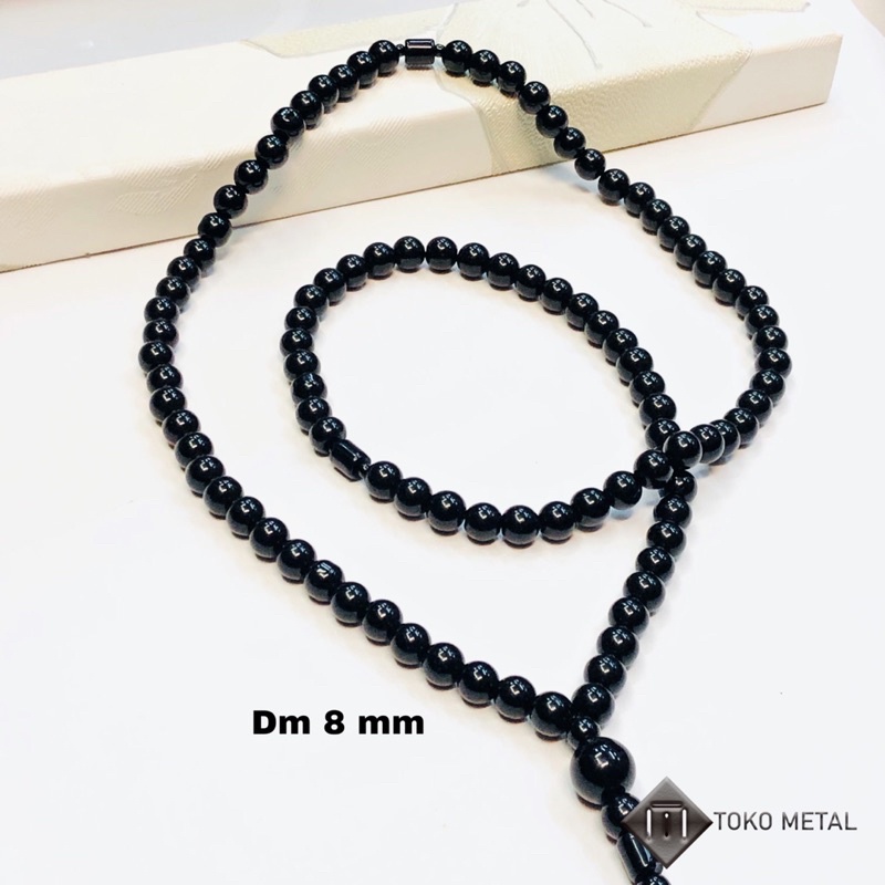 Tasbih Batu Limbad 99 Butir Dm 8 mm Warna Hitam Pekat [ Toko Metal ]