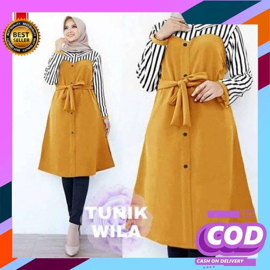 Tunik Wanita Elegan Atasan Long Terbaru 2022 2023 Import Kekinian Fashion Lebaran Dewasa Murah Canti