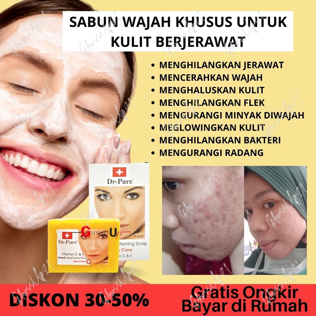 SABUN WAJAH BERJERAWAT DR PURE ACNE CARE BEAUTY BRIGHTENING SOAP BPOM - SABUN JERAWAT DR PURE