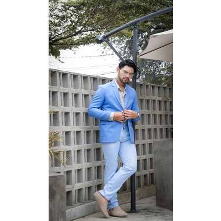 Mubeng - Elegant Jas Slimfit Blue Stripe Black (Limited)