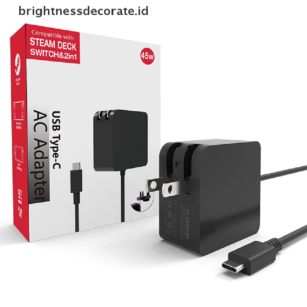 [Birth] Charger Adaptor Listrik Ac 45w Baru Untuk Steam Deck Switch Charger Type-C Controller Laptop Support Tv Dock Mode [ID]