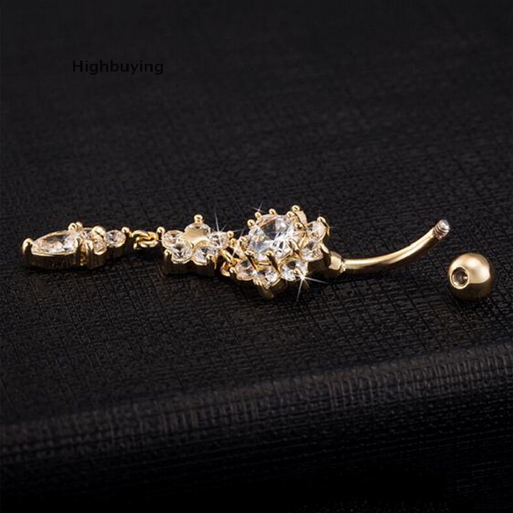 Hbid Baru Belly Button Rings Menjuntai Kristal Berlian Imitasi Pusar Bar Perhiasan Tubuh Glory