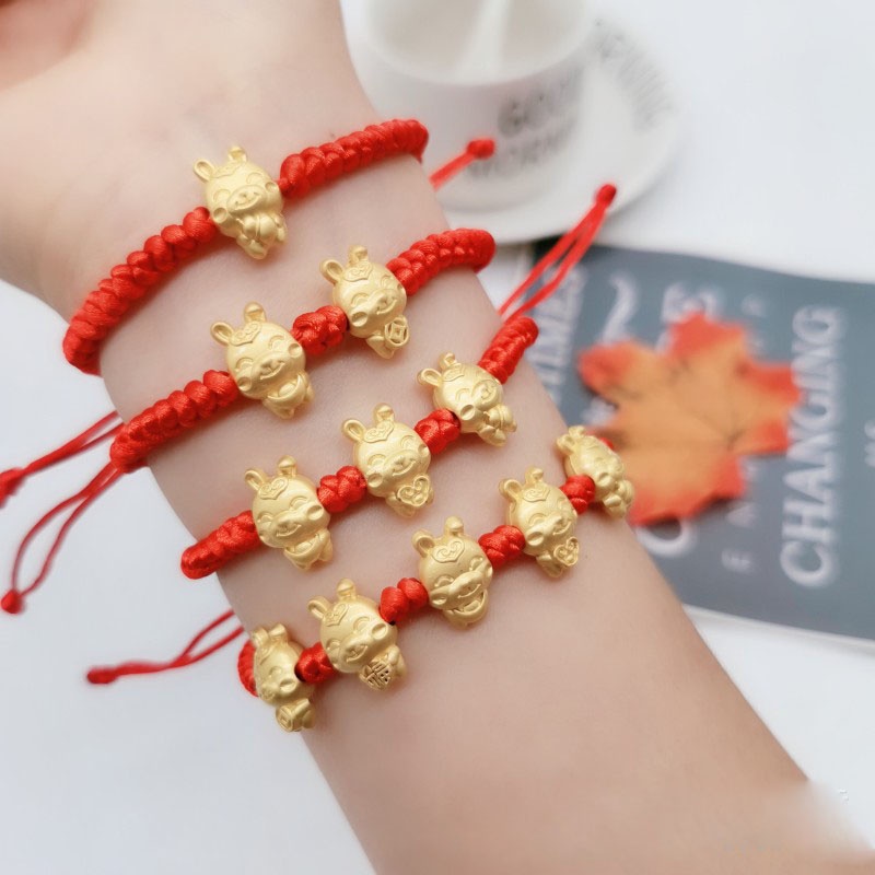 Fashion Kelinci Merah Tali Gelang Tahun Takdirmu Tahun Kelinci Berdoa Braided Adjustable Bracelet