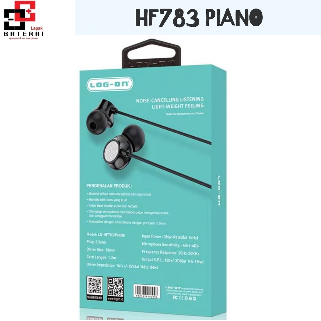 LOG - ON HF783 PIANO In Ear Music Earphone  With Mic | Headsfree log on | headset Noise Canceling