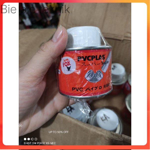 

lem fox kaleng pvcplas super 100g/ lem pipa pvcplas super 100g .bie bie teknik