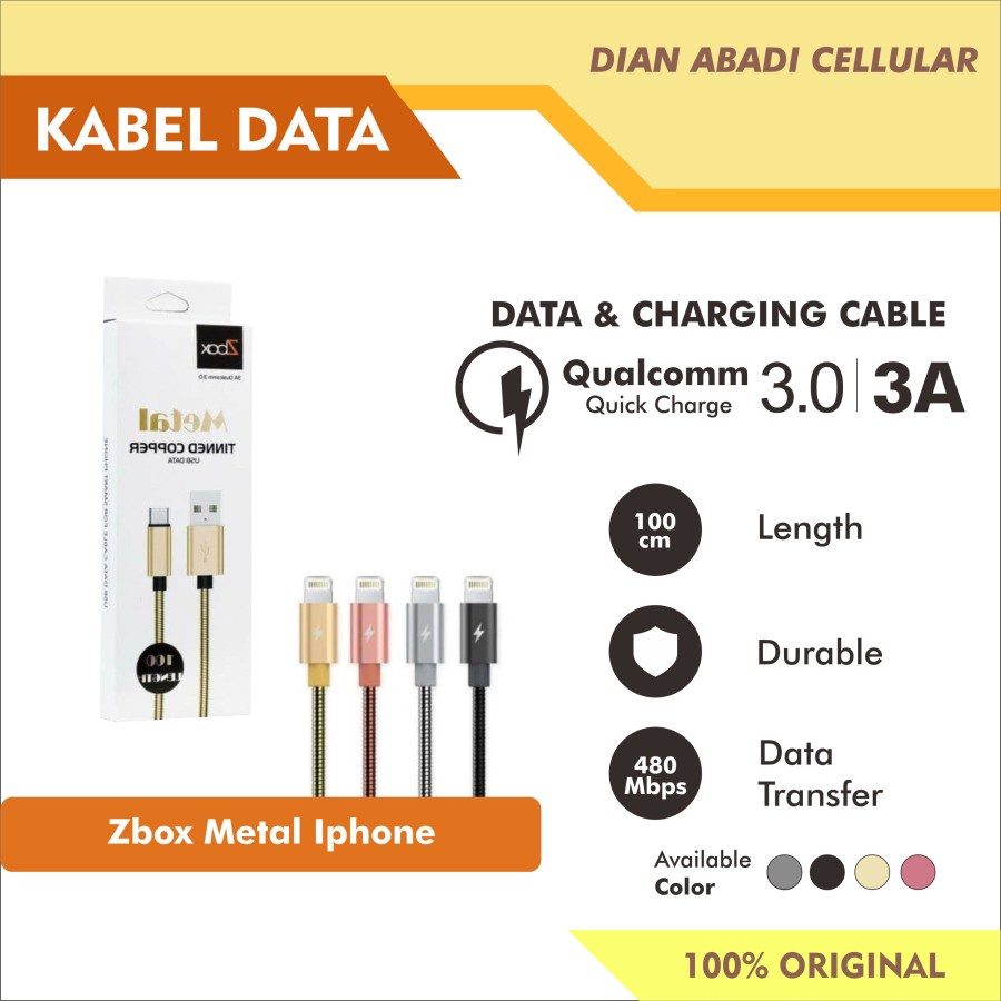 Kabel Data Lightning Zbox Metal