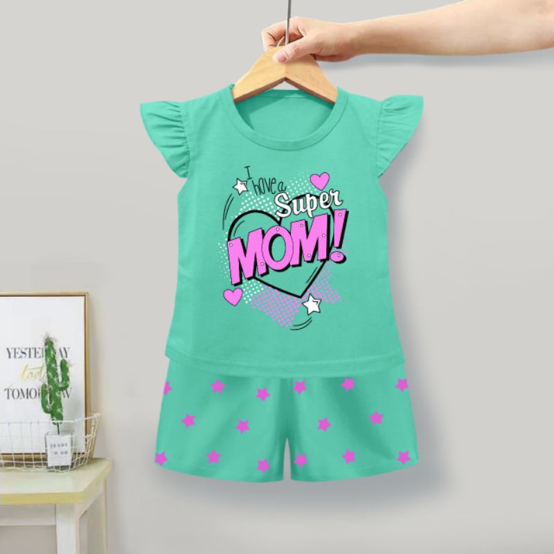 RAMORA SETELAN ANAK CEWEK /SETELAN  BAJU ANAK PEREMPUAN  / BAJU RUFFLE TEE ANAK CEWEK