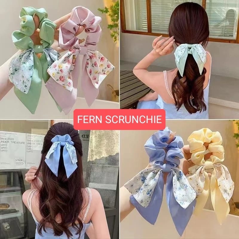 FERN SCRUNCHIE IKAT KARET PITA RAMBUT FASHION ALA KOREA IMPORT