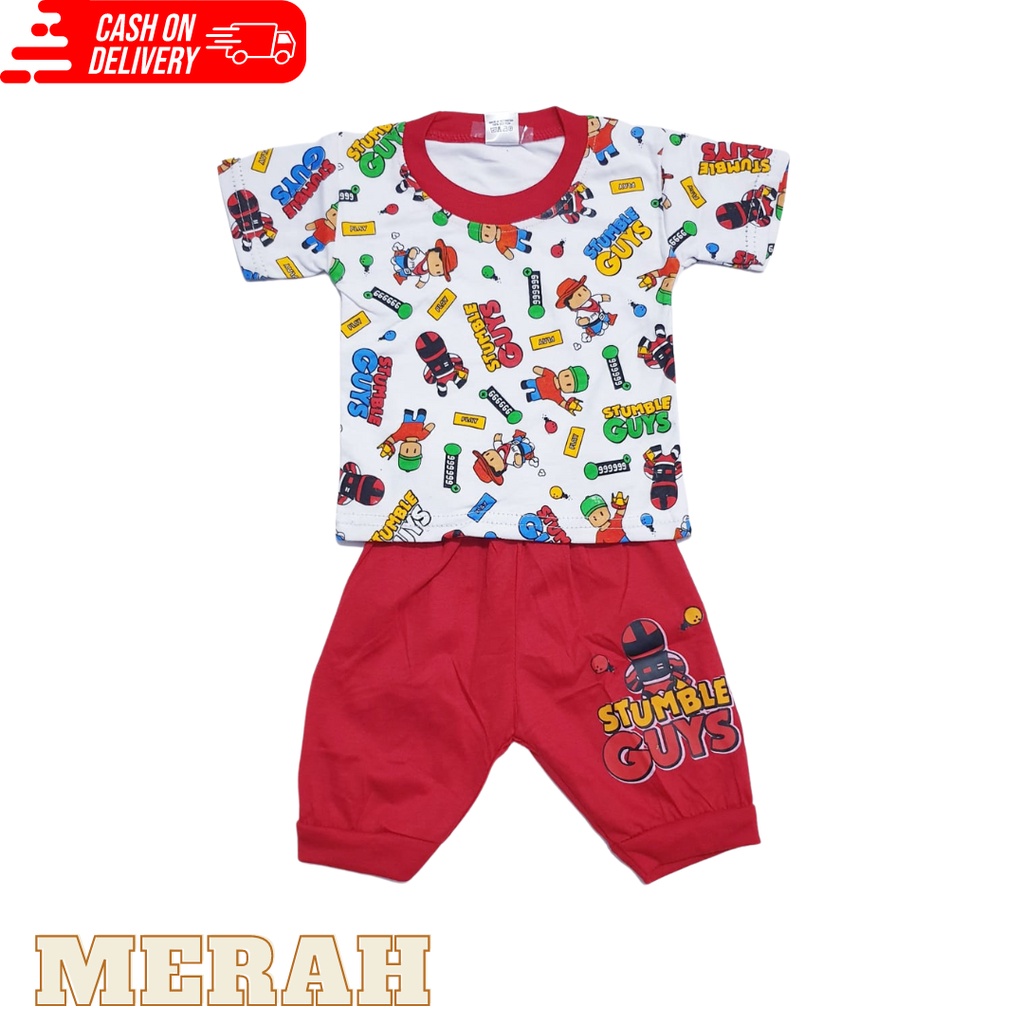 COD Setelan Anak Cowok Bahan Kaos Katun Usia 0-12 Bulan Baju Baby Gracia