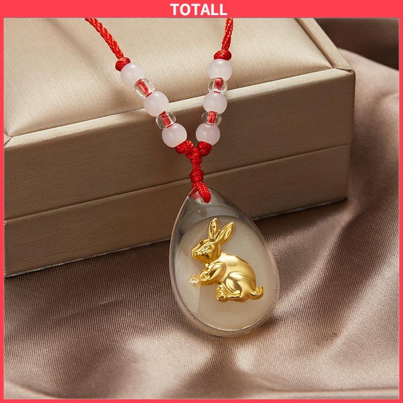 COD Kalung Tali Liontin Bercahaya Kristal Liontin Zodiak Emas Indah Merah-Totall