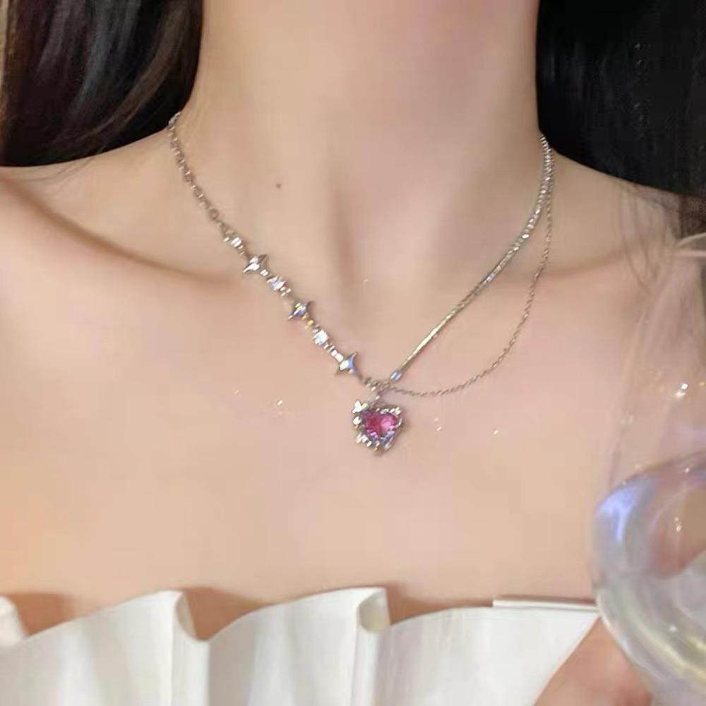 Mxbeauty Wanita Kalung Hadiah Ulang Tahun Bintang Menawan Perhiasan Pernikahan Manis Choker Kristal Klavikula Rantai