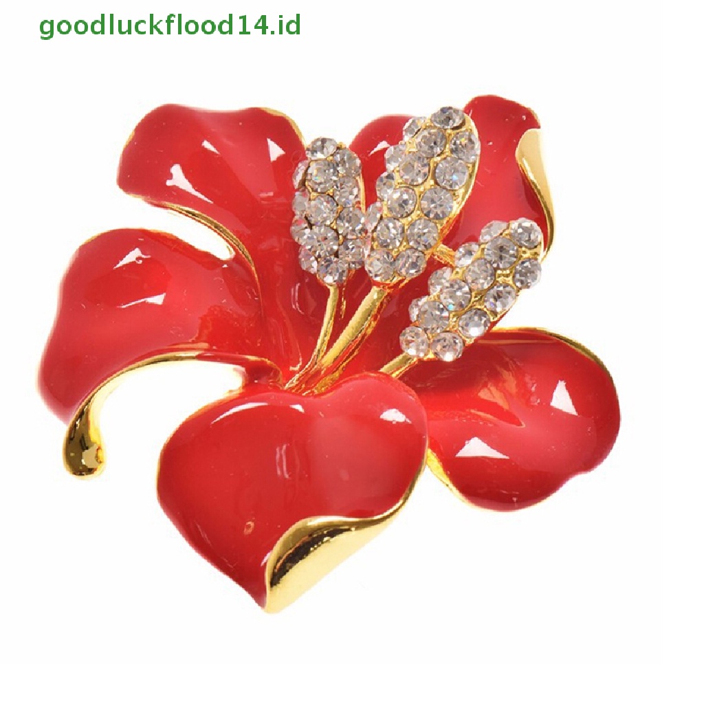[GOOGFOUR] Wanita Fashion Pesona Enamel Bros Berlian Imitasi Kristal Lily Bunga Bros Pin [TOP]