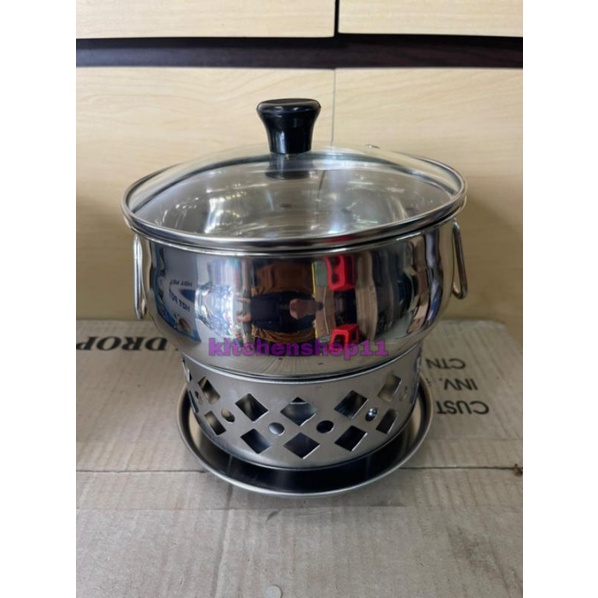 panci shabu shabu 18cm / hotpot / steamboat tutup kaca / panci soup warmer