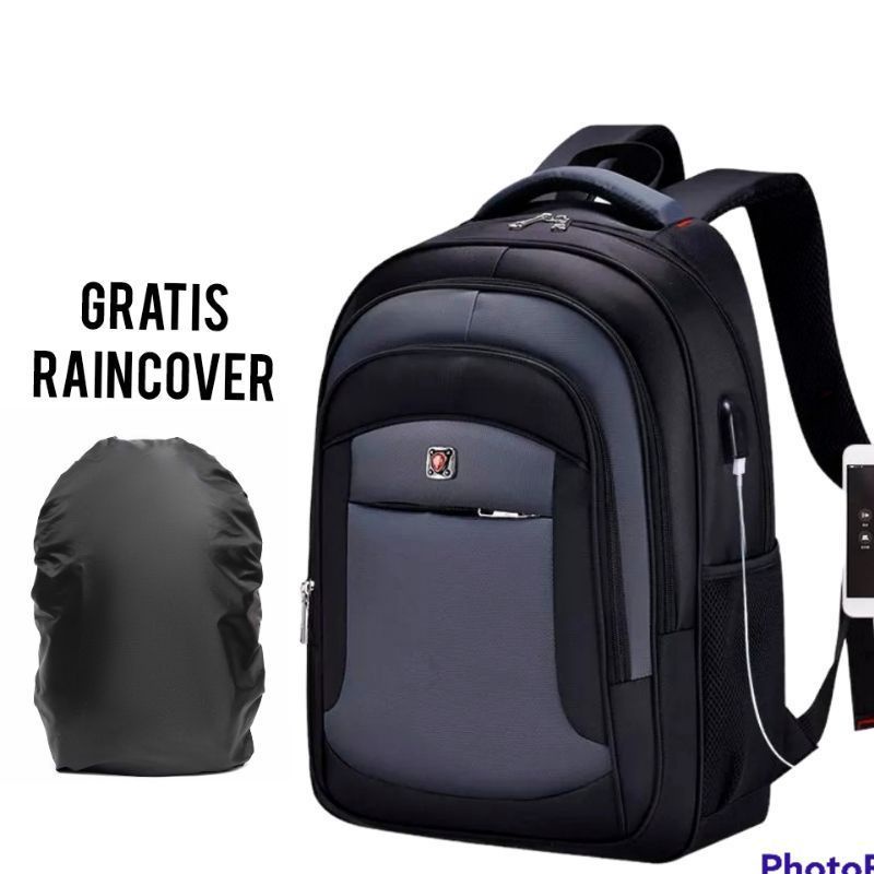 MS_Backpack polo Tas Ransel Sekolah Ransel kuliah Tas kerja gratis cover hujan