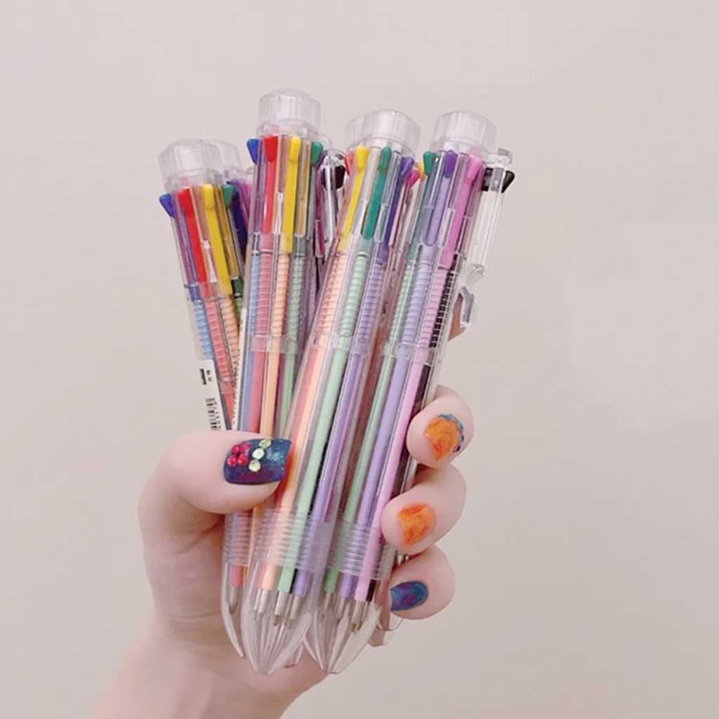 GTB Pulpen 6 Warna Transparan Pena Ballpont Pen Six-in-One Color S048