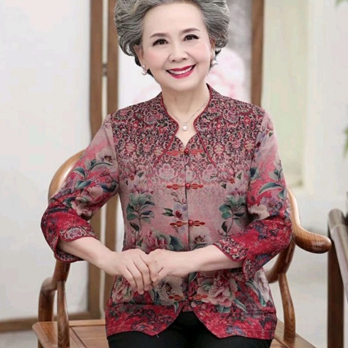 0006 Baju atasan kemeja blouse CNY CHEONGSAM Chinese new year Imlek hijau maroon Korean style wanita