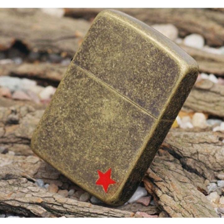 (FREE BOX) Korek Api Zippo Dark Gold Bronze Red Star Legend Original Premium Made In Usa / Korek Api