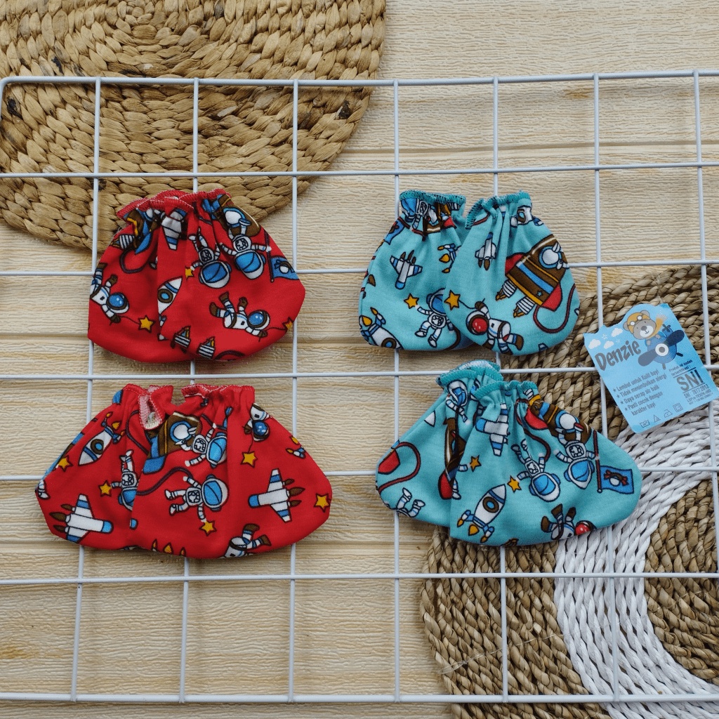 2 PCS Sarung Tangan Bayi Baru Lahir 2 PCS Sarung Kaki Bayi Newborn Printing Motif ASTRONOT Meyriana Collection