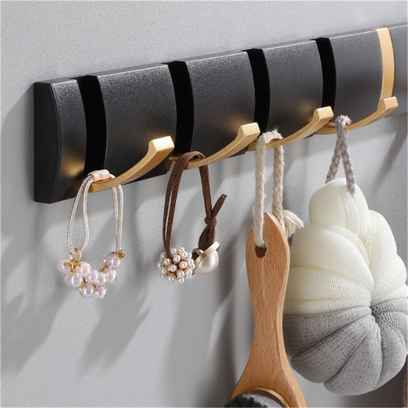 [AIYU] 5kait Gantungan Handuk Lipat Kait Dinding Coat Clothes Holder Lorong Pintu Kamar Tidur Topi Rak Baju