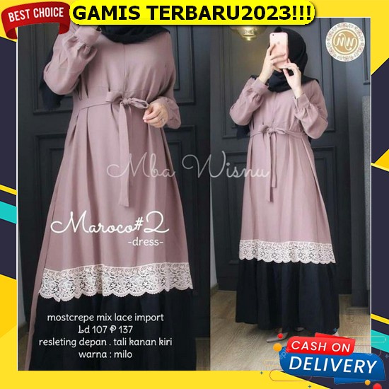 Baju Muslim Wanita Gamis Remaja Kekinian Gamis Terbaru 2023 Lebaran Wanita Baju Lebaran 2023 Gamis M