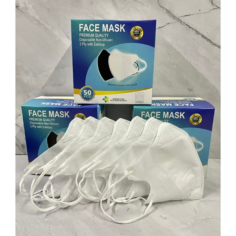 MASKER DUCKBILL FACEMASK 50 PCS/BOX 1PACK 50 3PLY HITAM PUTIH