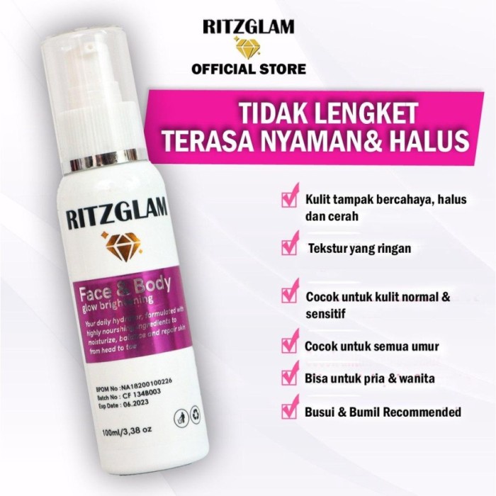 LOTION PEMUTIH BADAN RITZGLAM FACE N BODY GLOW BRIGTENING LOTION BPOM