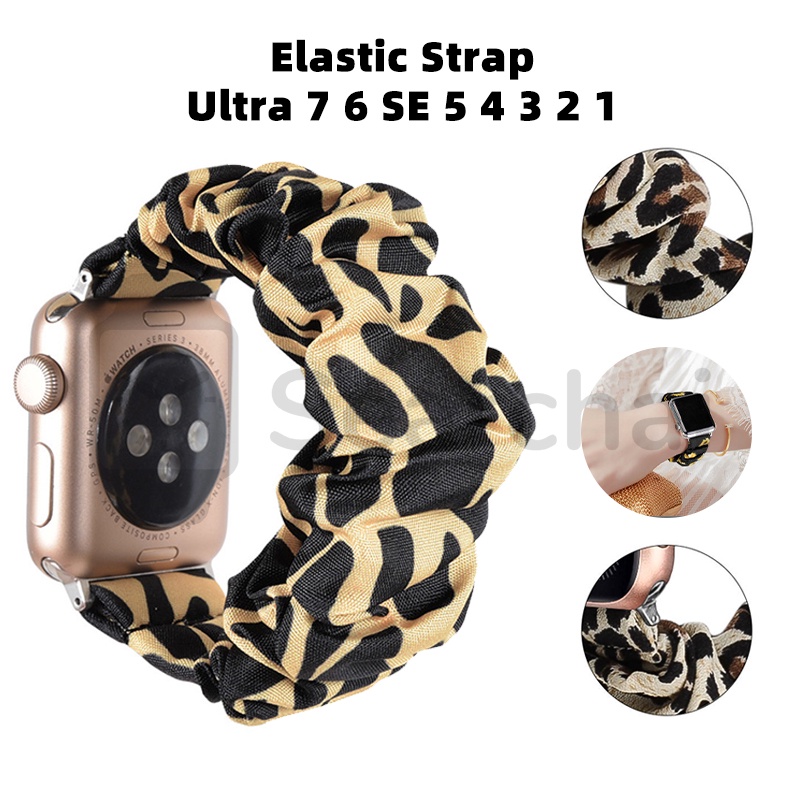 Smart Watch Band Series Ultra 7 6 SE 5 4 3 2 1 41mm 45mm 49mm 38mm 40mm 42mm 44mm 41mm  For Iwatch Scrunchie Cute Print Elastic Bracelet