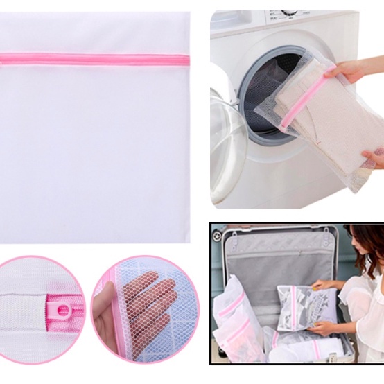 [ISTY] Laundry Bag Net Mesin Cuci Jumbo 50 x 60 / Tas Londry Kantong Jaring Transparan Resleting Cuc