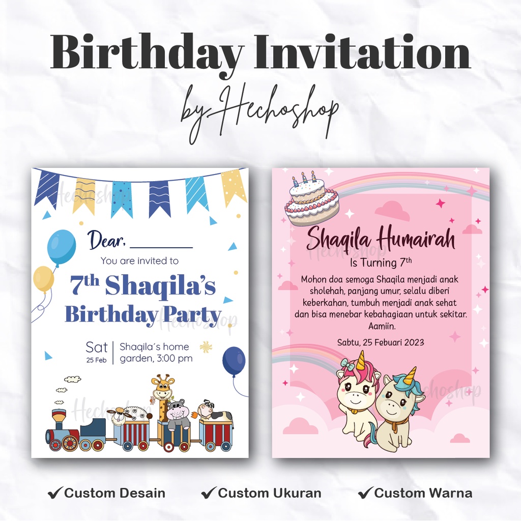 

Stiker/Kartu Undangan Ulang Tahun Anak / Birthday Invitation [HECHOSHOP]