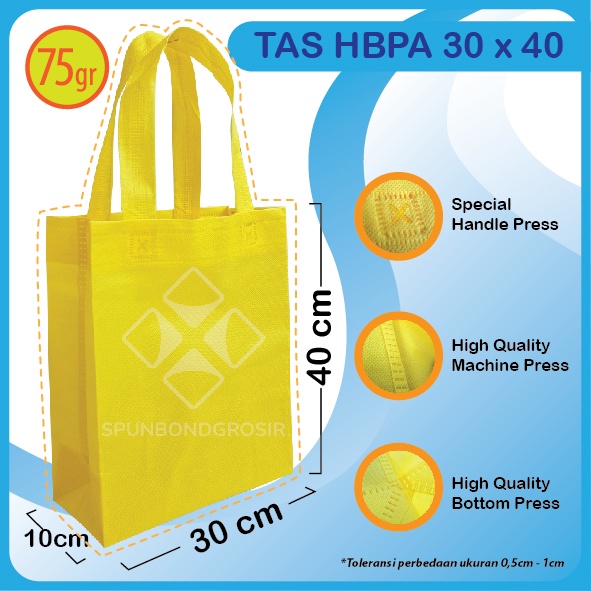 

(30x40) HBPA Handle Box Press Goodie Bag Tas Kain Spunbond