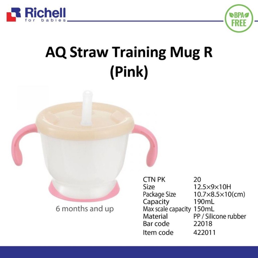 Richell cup de straw training/straw training mug/tmpt mnm anak (New)