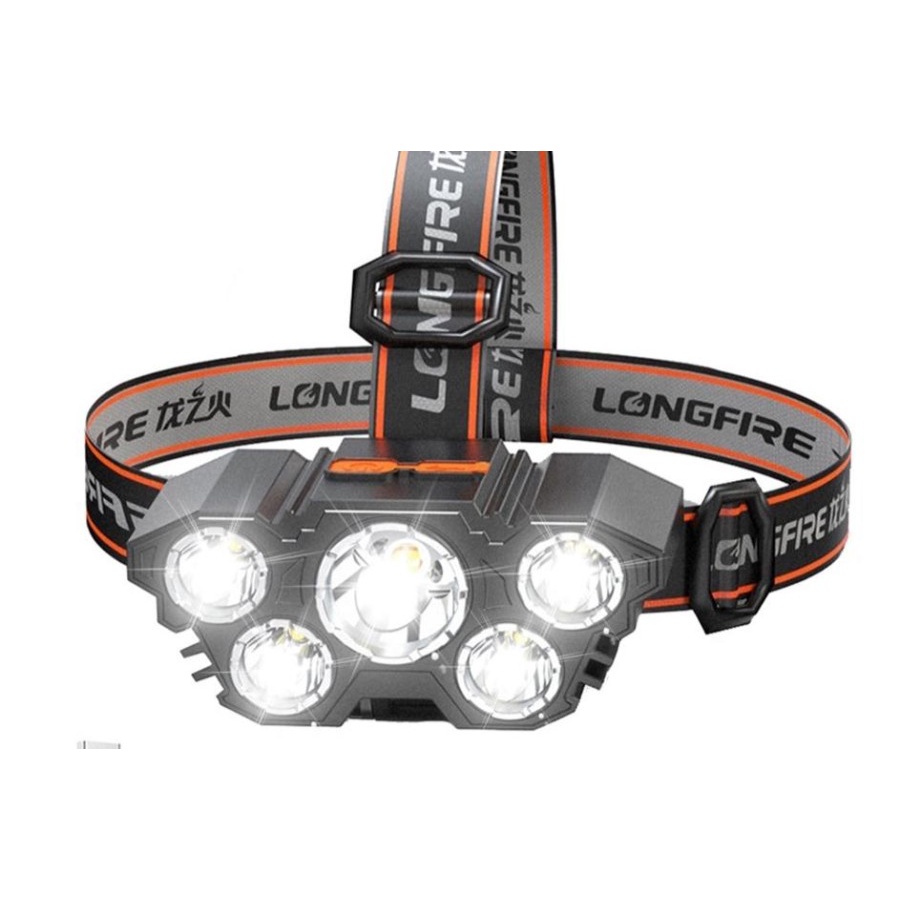 Senter Kepala Mini 5 LED / Headlamp USB Chargeable Flash Light Camping