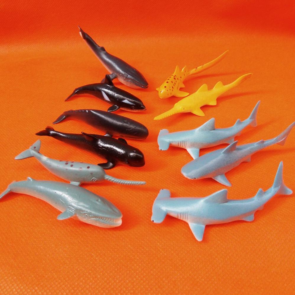0VB Harga per set Mainan Hewan Karet Ikan Paus dan Hiu / Dinosaurus / Lumba-lumba MINI 73
