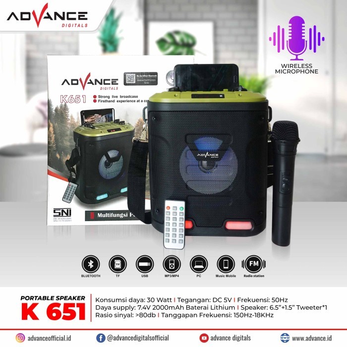 Speaker Advance K651 Bluetooth Plus Mic Wireless