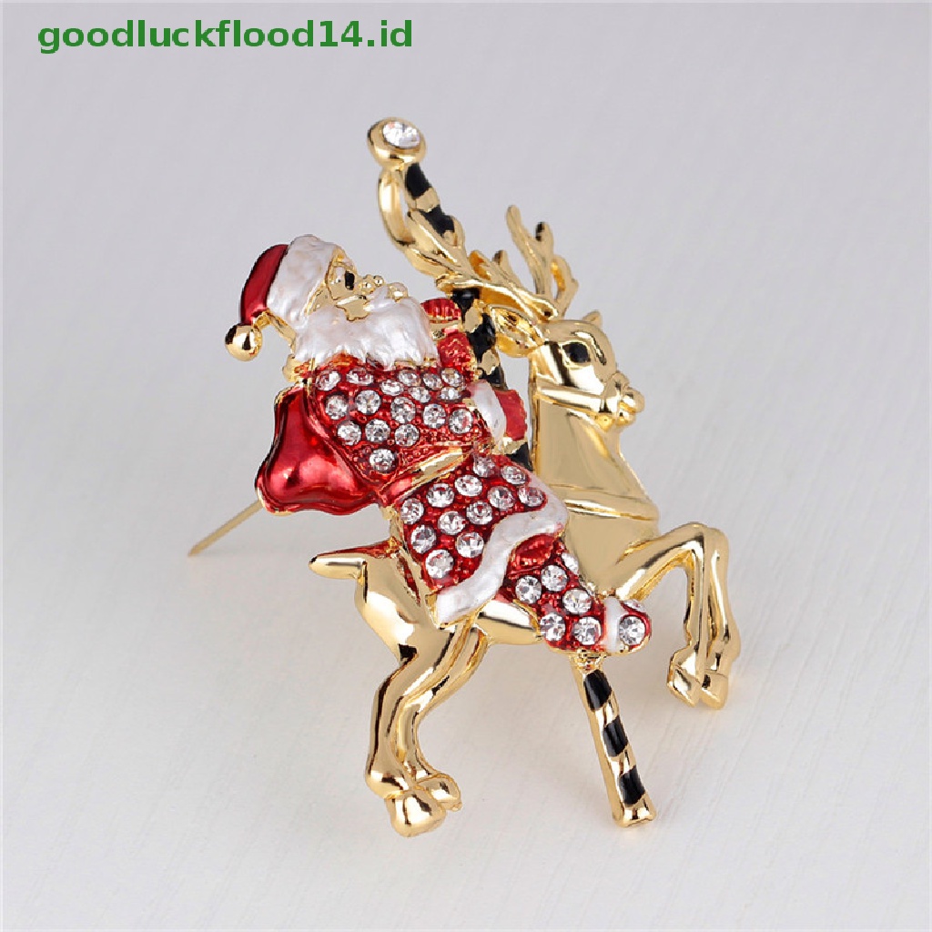 [GOOGFOUR] 1pc Indah Santa Claus Rusa Berlian Imitasi Hadiah Natal Bros Pin Kerah Korsase 1pc Fashion Santa Claus Rusa Berlian Imitasi Hadiah Natal Bros Pin Kerah Korsase 1pc Ne