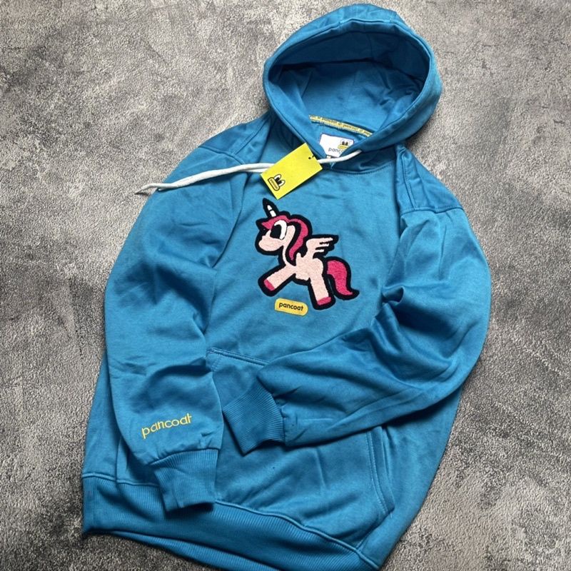 HOODIE PANCOAT BLUE UNICORN BORDIR IMPORT