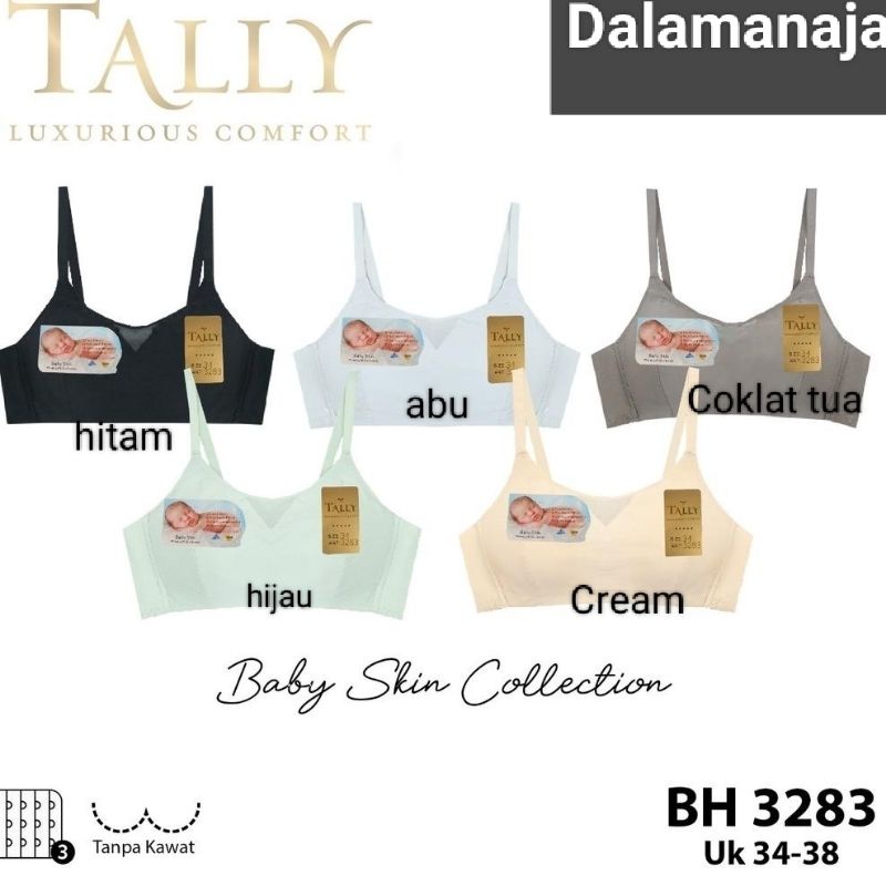 TALLY Bra Seamless 3283 Busa Tipis Tanpa Kawat bahan baby Skin Original