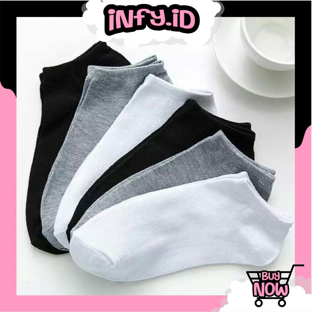 INFY - Kaos Kaki Polos Motif Pendek Dibawah Mata Kaki / Kaoskaki Office Olahraga Fashion / Kaos Kaki Wanita Pria Ankle Socks KK025