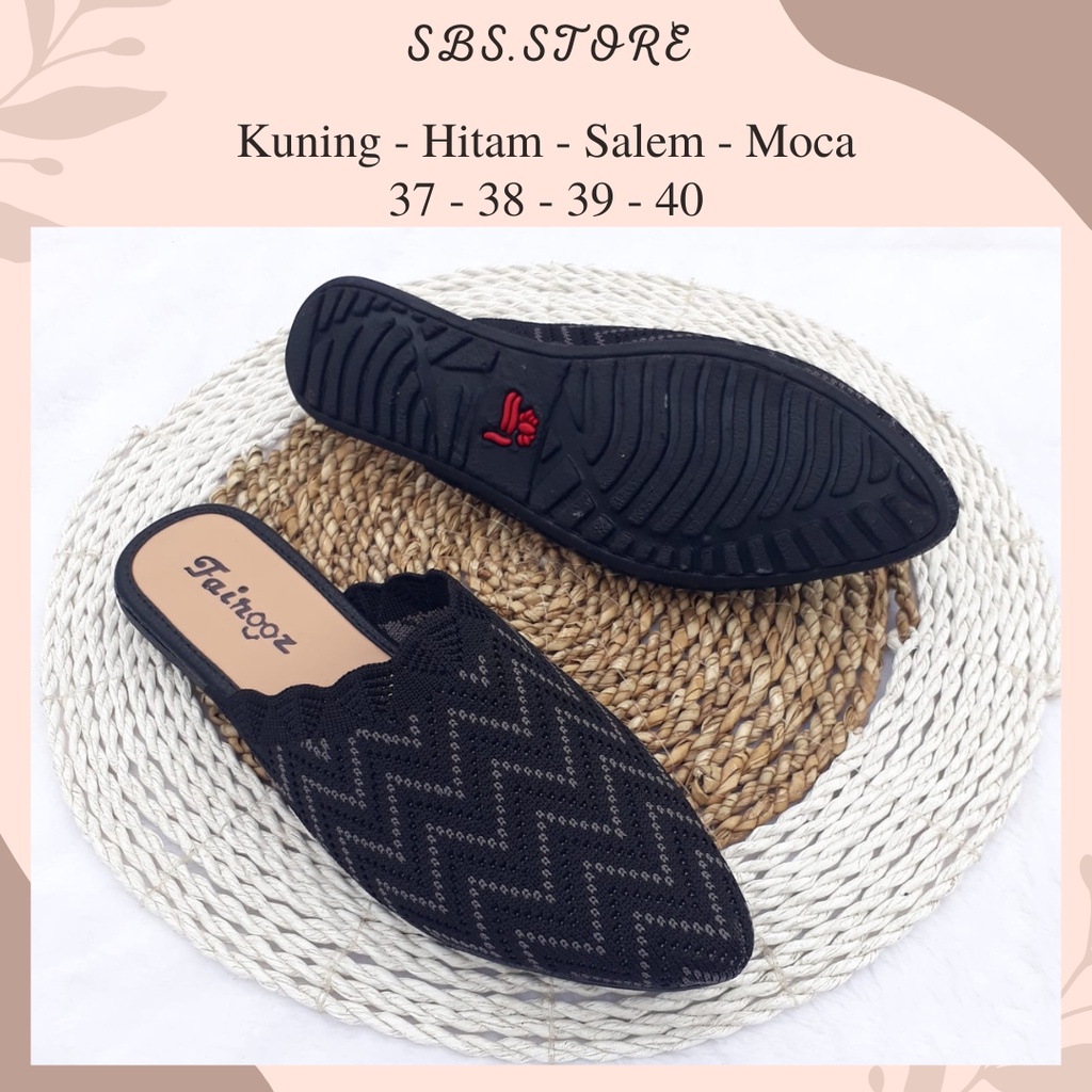 Sandal Sepatu Flat Bapau Wanita Rajut Import Kekinian/Flatshoes Sol Karet Berkualitas Terbaru