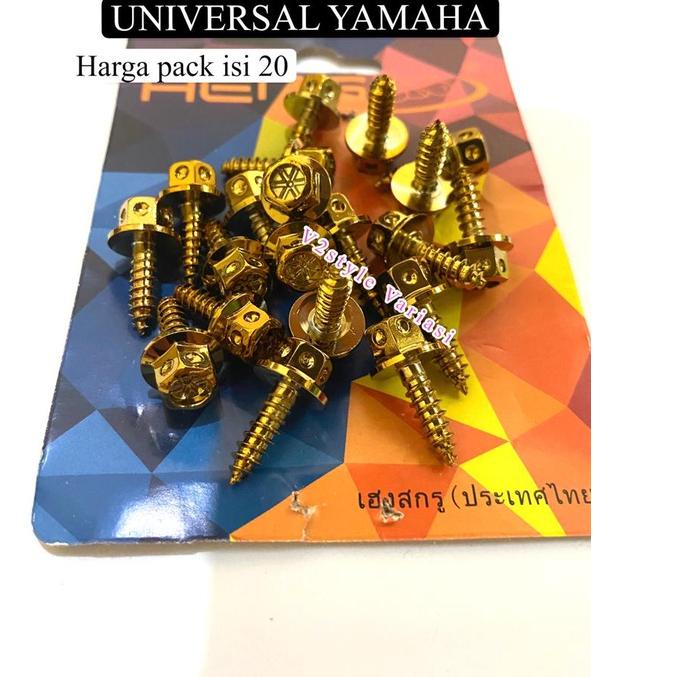 ( NEW FOTO ASLI ) BAUT PROBOLT BODY FLOWER YAMAHA HENG GOLD STAINLESS FULL BODY Lexi Aerox Fino Vixi