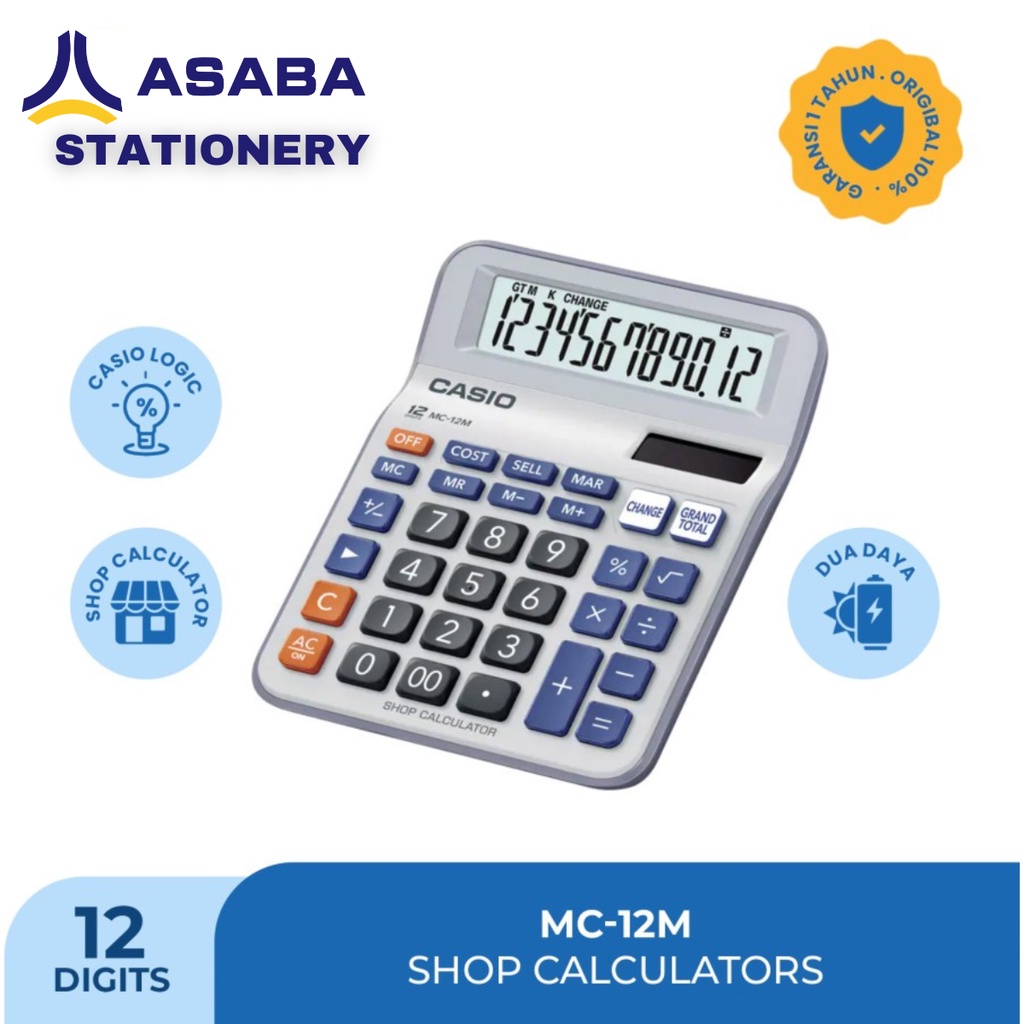 

Asaba Stationery - Kalkulator Toko/Dagang Casio MC-12M