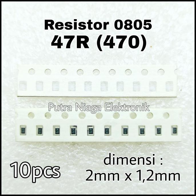 (10pcs) Resistor SMD 0805 47R Tahanan 47ohm 47 ohm Marking: 470 putr4n14 Segera Dapatkan