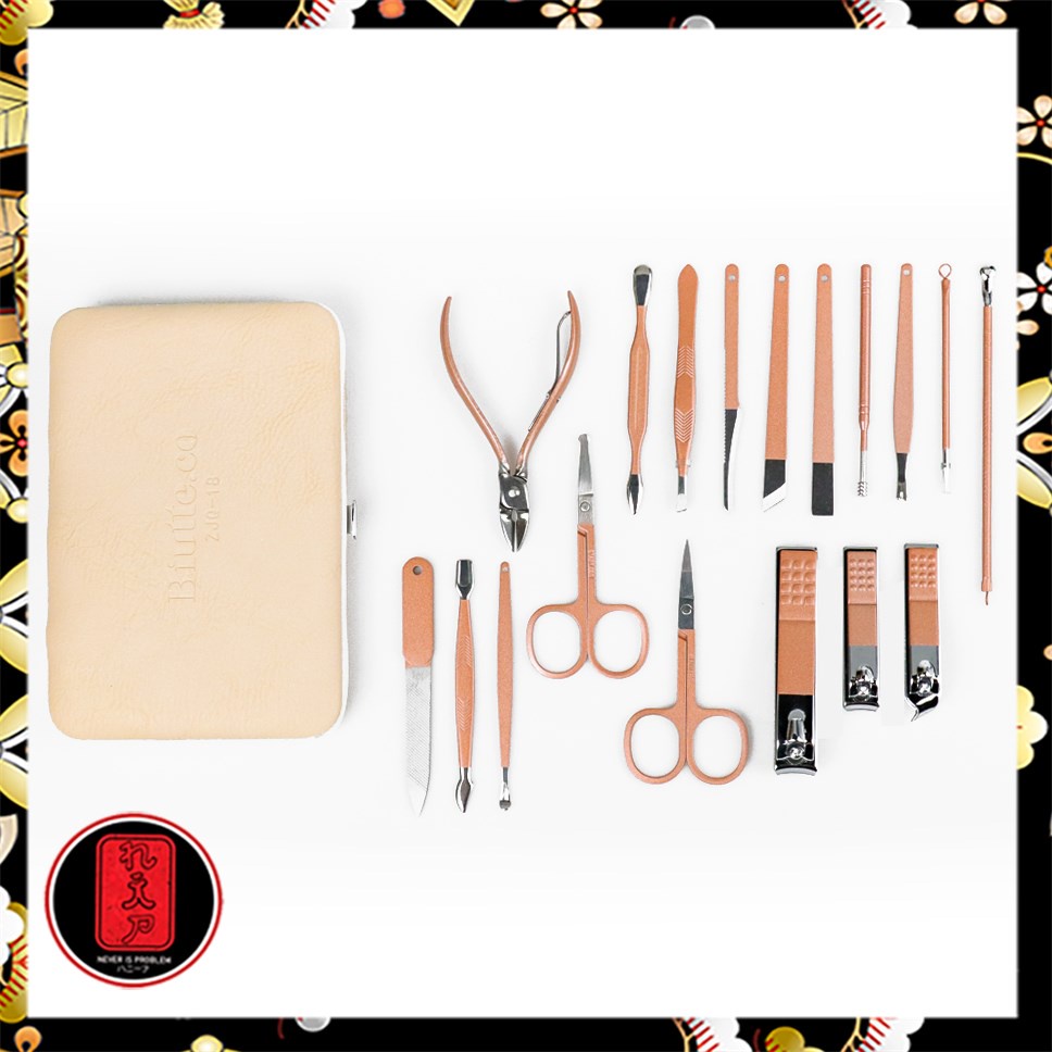 Biutte.co Nail Art Set Gunting Kuku Manicure Pedicure 18 PCS - ZJQ-18 - Rose Gold